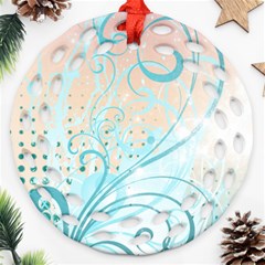 Pink Blue Pattern Round Filigree Ornament (Two Sides) from ArtsNow.com Front