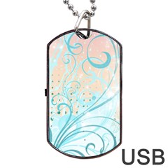 Pink Blue Pattern Dog Tag USB Flash (Two Sides) from ArtsNow.com Front