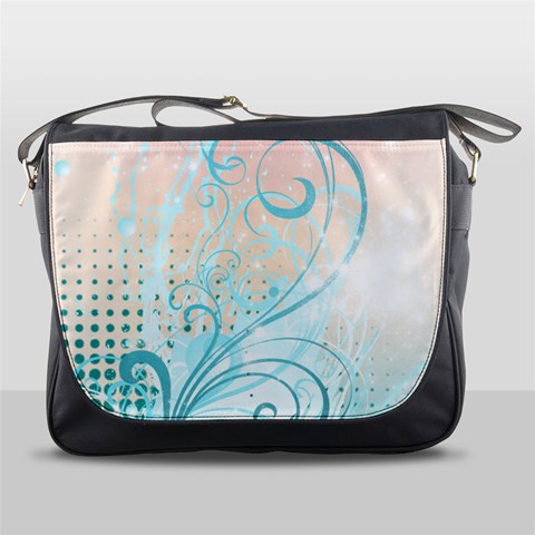 Pink Blue Pattern Messenger Bag from ArtsNow.com Front