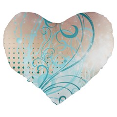 Pink Blue Pattern Large 19  Premium Heart Shape Cushion from ArtsNow.com Back