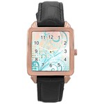 Pink Blue Pattern Rose Gold Leather Watch 