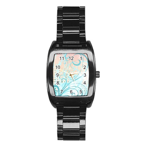 Pink Blue Pattern Stainless Steel Barrel Watch from ArtsNow.com Front
