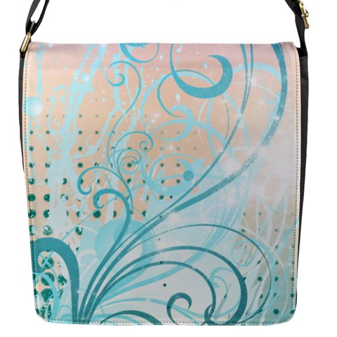 Pink Blue Pattern Flap Closure Messenger Bag (S) from ArtsNow.com Front