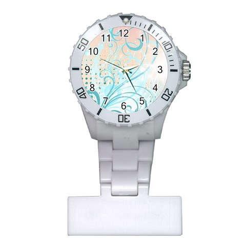 Pink Blue Pattern Plastic Nurses Watch from ArtsNow.com Front