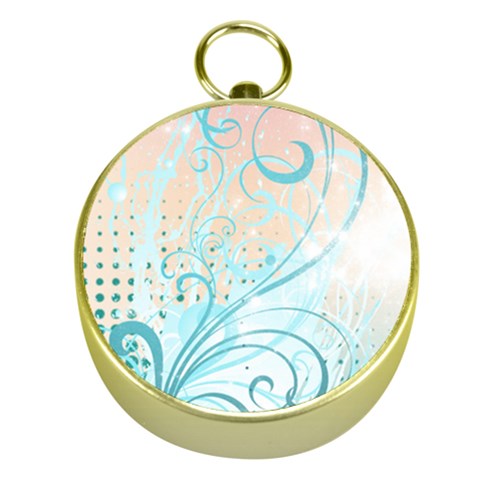 Pink Blue Pattern Gold Compass from ArtsNow.com Front