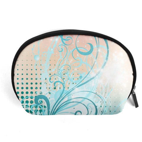 Pink Blue Pattern Accessory Pouch (Large) from ArtsNow.com Front