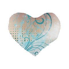 Pink Blue Pattern Standard 16  Premium Flano Heart Shape Cushion  from ArtsNow.com Front