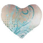 Pink Blue Pattern Large 19  Premium Flano Heart Shape Cushion