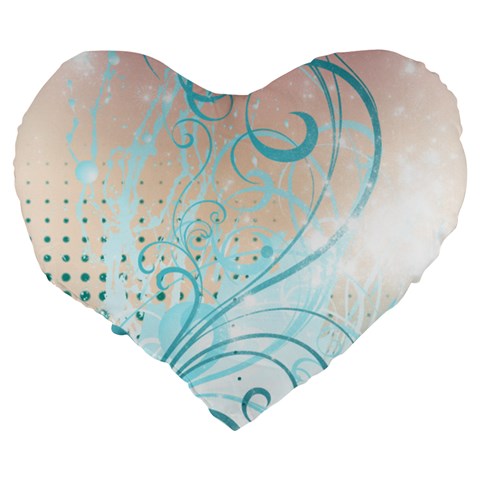 Pink Blue Pattern Large 19  Premium Flano Heart Shape Cushion from ArtsNow.com Back