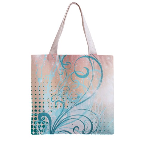 Pink Blue Pattern Zipper Grocery Tote Bag from ArtsNow.com Front