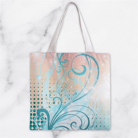 Pink Blue Pattern Zipper Grocery Tote Bag from ArtsNow.com Back