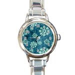 Snow Flake Art Round Italian Charm Watch