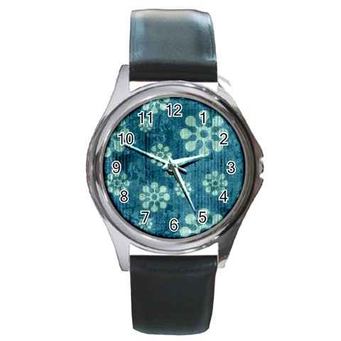 Snow Flake Art Round Metal Watch from ArtsNow.com Front