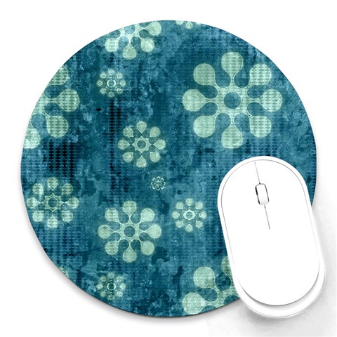 Snow Flake Art Round Mousepad from ArtsNow.com Front