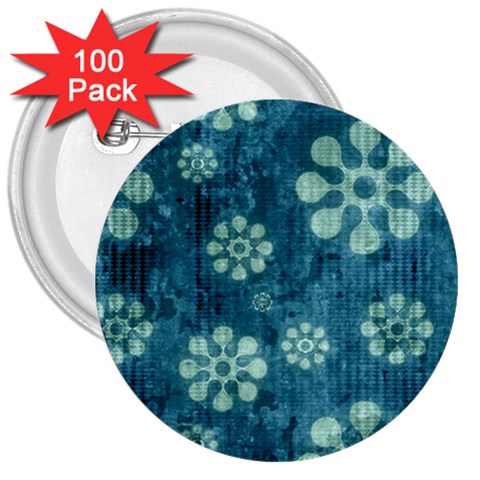 Snow Flake Art 3  Button (100 pack) from ArtsNow.com Front