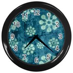 Snow Flake Art Wall Clock (Black)