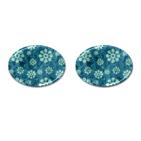 Snow Flake Art Cufflinks (Oval) from ArtsNow.com Front(Pair)