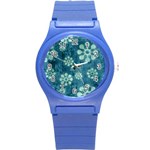 Snow Flake Art Round Plastic Sport Watch (S)