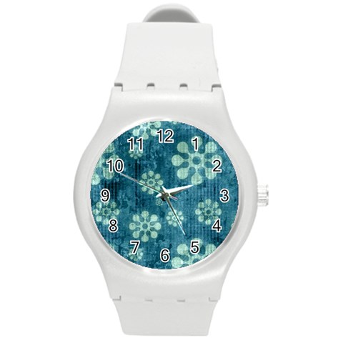 Snow Flake Art Round Plastic Sport Watch (M) from ArtsNow.com Front