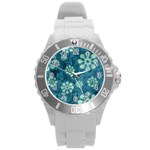 Snow Flake Art Round Plastic Sport Watch (L)