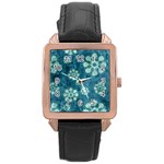 Snow Flake Art Rose Gold Leather Watch 