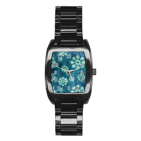 Snow Flake Art Stainless Steel Barrel Watch from ArtsNow.com Front