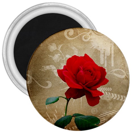 Red Rose Art 3  Magnet from ArtsNow.com Front