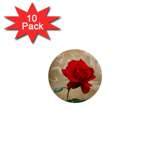 Red Rose Art 1  Mini Button (10 pack)  from ArtsNow.com Front