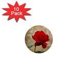 Red Rose Art 1  Mini Button (10 pack) 