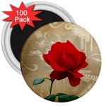 Red Rose Art 3  Magnet (100 pack)