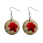 Red Rose Art 1  Button Earrings