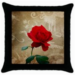 Red Rose Art Throw Pillow Case (Black)