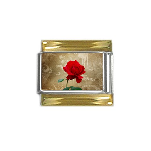 Red Rose Art Gold Trim Italian Charm (9mm) from ArtsNow.com Front