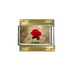 Red Rose Art Gold Trim Italian Charm (9mm)