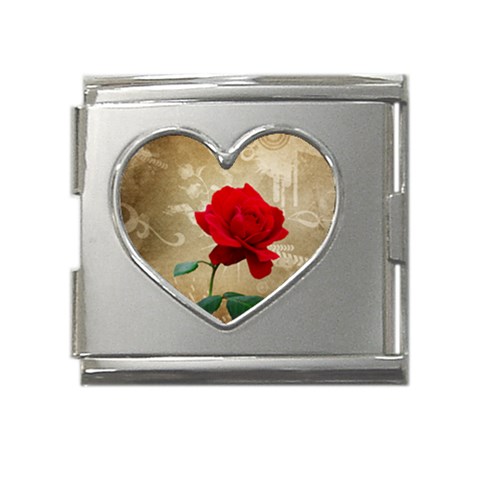 Red Rose Art Mega Link Heart Italian Charm (18mm) from ArtsNow.com Front