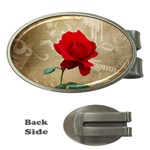 Red Rose Art Money Clip (Oval)