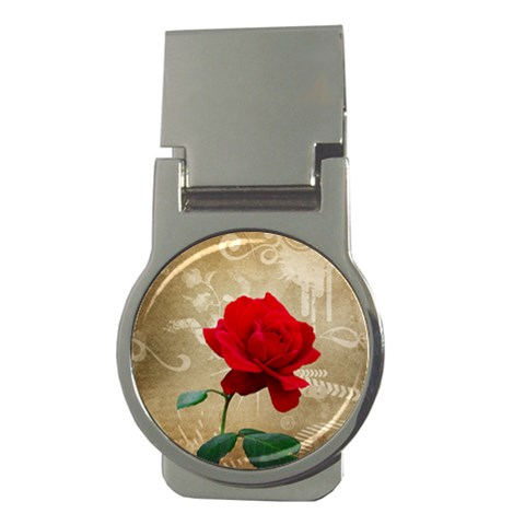 Red Rose Art Money Clip (Round) from ArtsNow.com Front