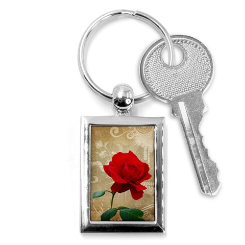 Red Rose Art Key Chain (Rectangle) from ArtsNow.com Front