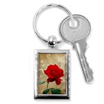 Red Rose Art Key Chain (Rectangle)