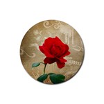 Red Rose Art Rubber Coaster (Round)