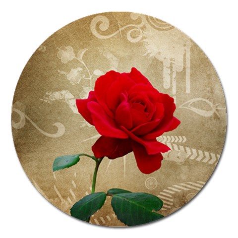 Red Rose Art Magnet 5  (Round) from ArtsNow.com Front