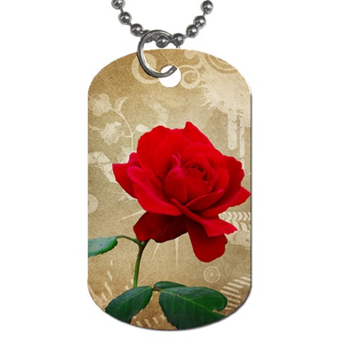 Red Rose Art Dog Tag (One Side) from ArtsNow.com Front