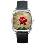 Red Rose Art Square Metal Watch