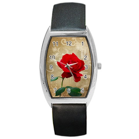 Red Rose Art Barrel Style Metal Watch from ArtsNow.com Front