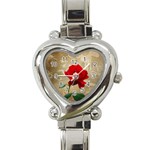 Red Rose Art Heart Italian Charm Watch