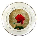 Red Rose Art Porcelain Plate