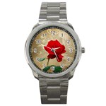 Red Rose Art Sport Metal Watch