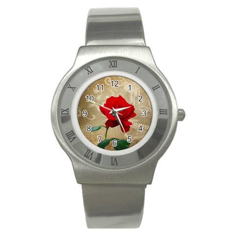 Red Rose Art Stainless Steel Watch from ArtsNow.com Front