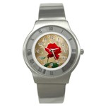 Red Rose Art Stainless Steel Watch