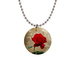 Red Rose Art 1  Button Necklace